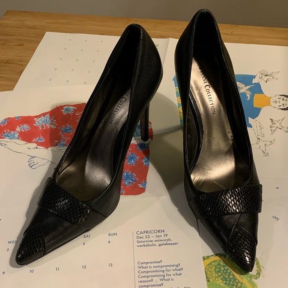 Leather 90s Vianni Collection Snake embossed heels - Picture 3 of 7